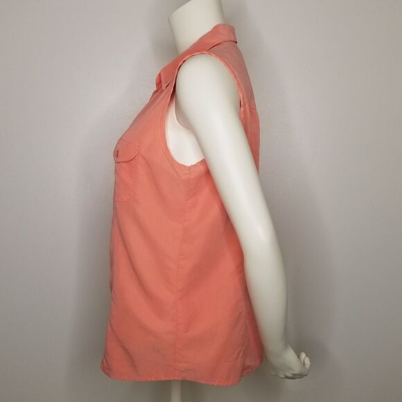 Studio 1940 Sleeveless Button Up Blouse Size XL Coral - Picture 2 of 9